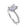 Hart - 14K White Gold Hidden Halo Rectangular Radiant Cut Diamond Engagement Ring - 0.3 ct