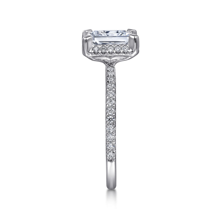 Hart - 14K White Gold Hidden Halo Rectangular Radiant Cut Diamond Engagement Ring - 0.3 ct - Shot 5