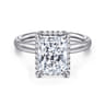 Symphony - 14K White Gold Radiant Cut Hidden Halo Diamond Engagement Ring - 0.12 ct