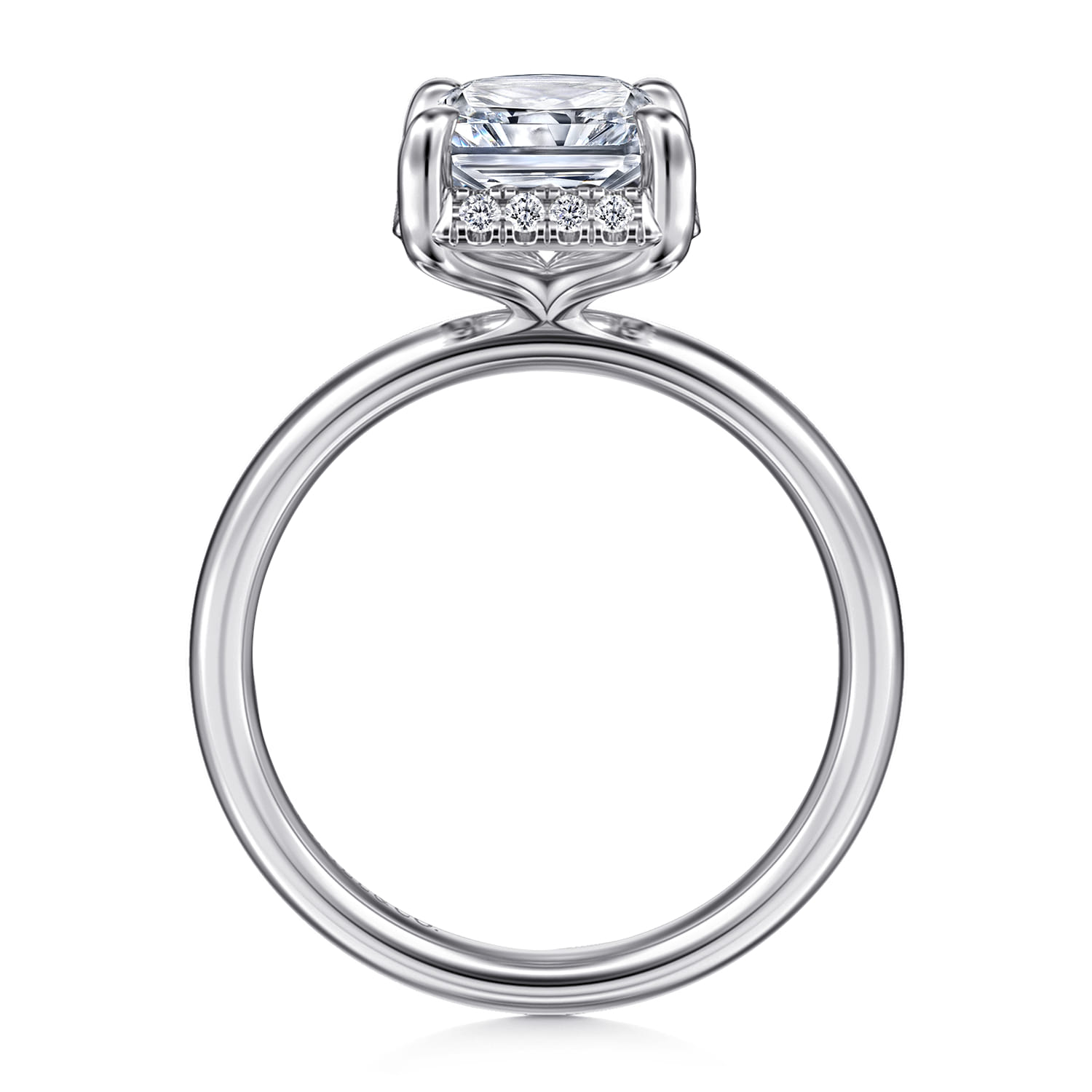 Symphony - 14K White Gold Radiant Cut Hidden Halo Diamond Engagement Ring - 0.12 ct - Shot 2