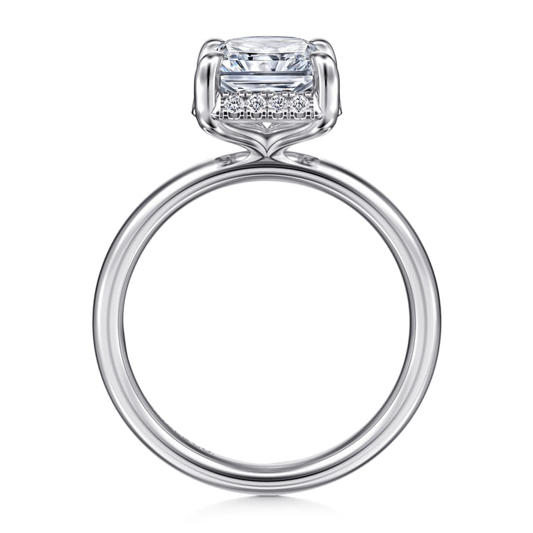 Symphony - 14K White Gold Radiant Cut Hidden Halo Diamond Engagement Ring - 0.12 ct - Shot 2