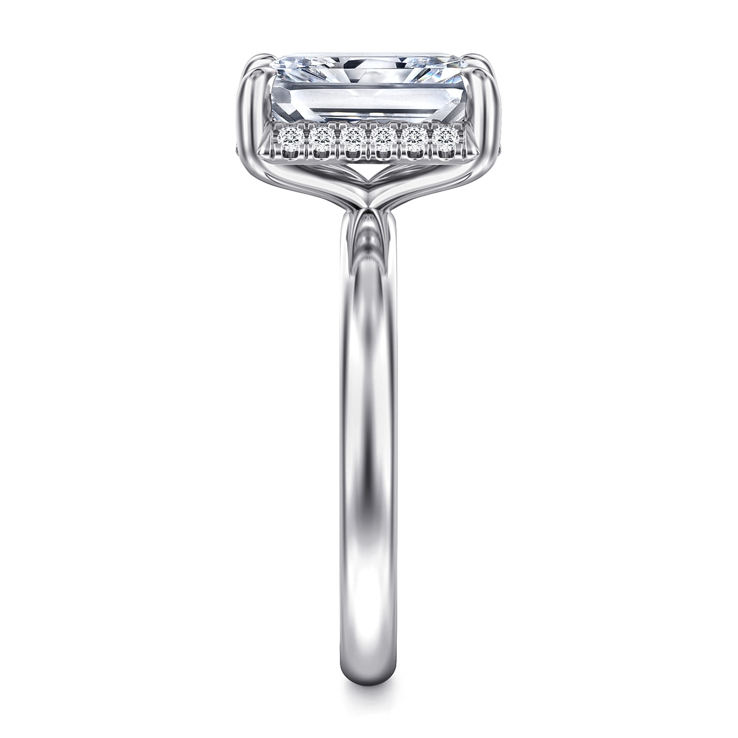 Symphony - 14K White Gold Radiant Cut Hidden Halo Diamond Engagement Ring - 0.12 ct - Shot 4