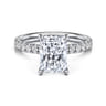 Adela - 14K White Gold Radiant Hidden Halo Diamond and Engagement Ring - 0.4 ct