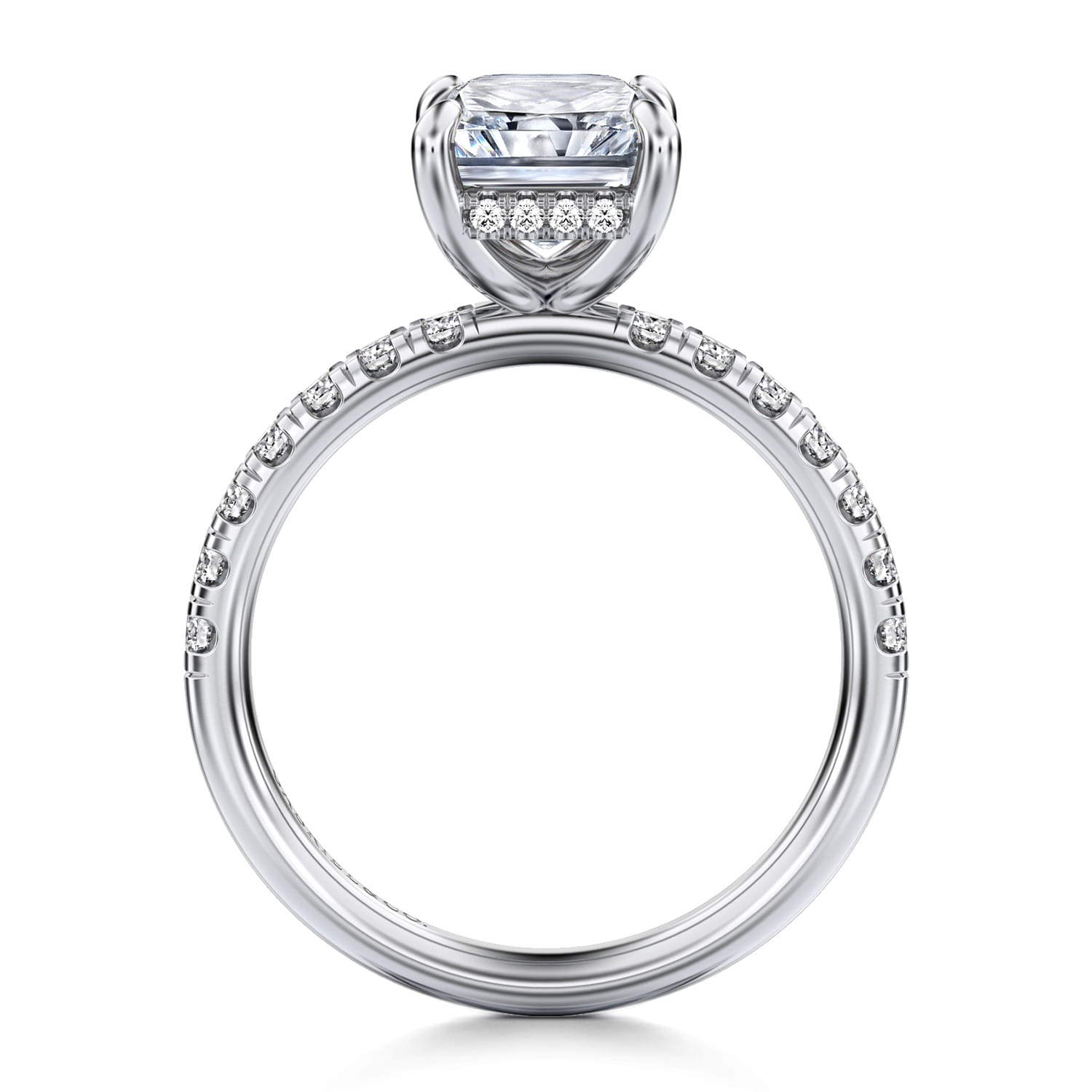 Adela - 14K White Gold Radiant Hidden Halo Diamond and Engagement Ring - 0.4 ct - Shot 2