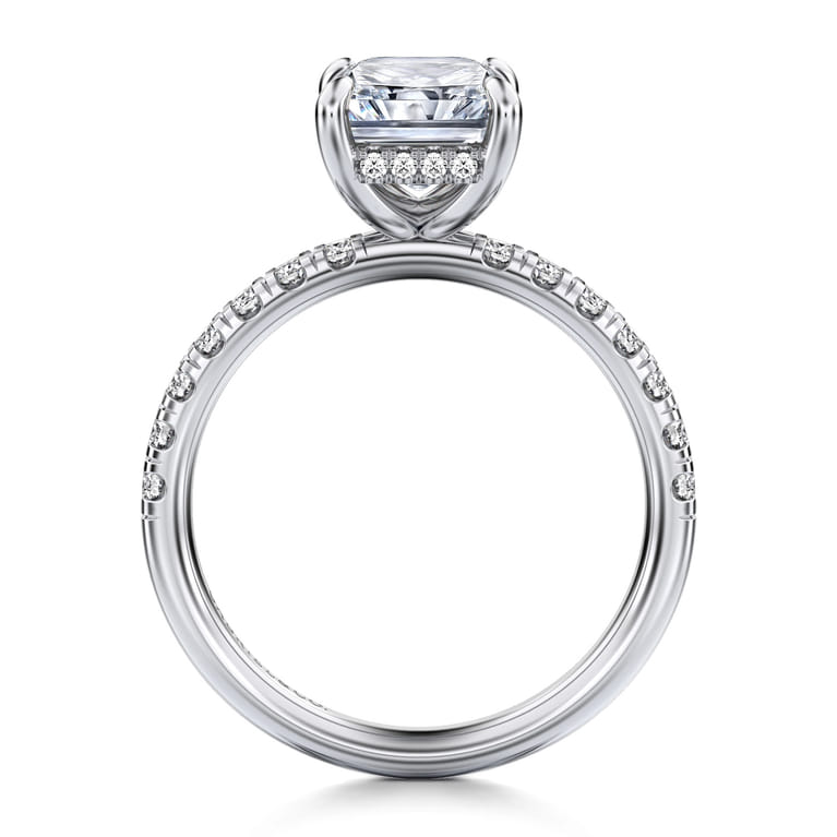 Adela - 14K White Gold Radiant Hidden Halo Diamond and Engagement Ring - 0.4 ct - Shot 2