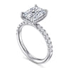 Adela - 14K White Gold Radiant Hidden Halo Diamond and Engagement Ring - 0.4 ct