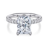 Adela - 14K White Gold Radiant Hidden Halo Diamond and Engagement Ring - 0.4 ct