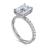 Adela - 14K White Gold Radiant Hidden Halo Diamond and Engagement Ring - 0.4 ct