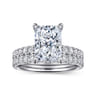 Adela - 14K White Gold Radiant Hidden Halo Diamond and Engagement Ring - 0.4 ct