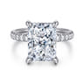 Adela - 14K White Gold Radiant Cut Hidden Halo Diamond Engagement Ring - 0.45 ct