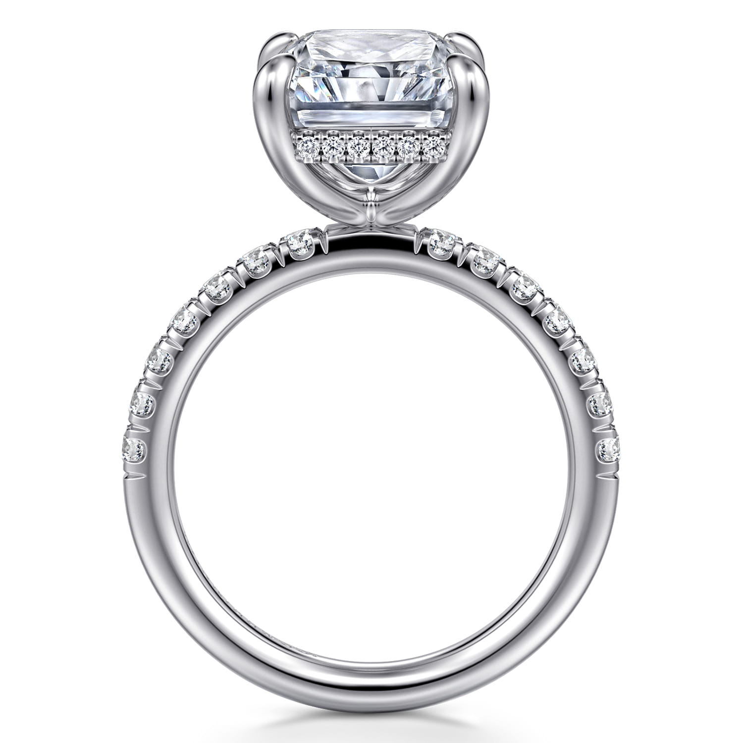 Adela - 14K White Gold Radiant Cut Hidden Halo Diamond Engagement Ring - 0.45 ct - Shot 2