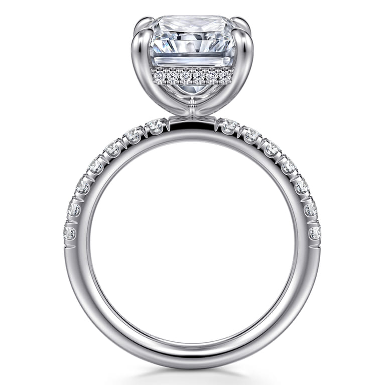 Adela - 14K White Gold Radiant Cut Hidden Halo Diamond Engagement Ring - 0.45 ct - Shot 2