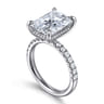 Adela - 14K White Gold Radiant Cut Hidden Halo Diamond Engagement Ring - 0.45 ct