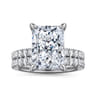 Adela - 14K White Gold Radiant Cut Hidden Halo Diamond Engagement Ring - 0.45 ct
