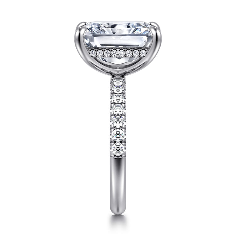 Adela - 14K White Gold Radiant Cut Hidden Halo Diamond Engagement Ring - 0.45 ct - Shot 5
