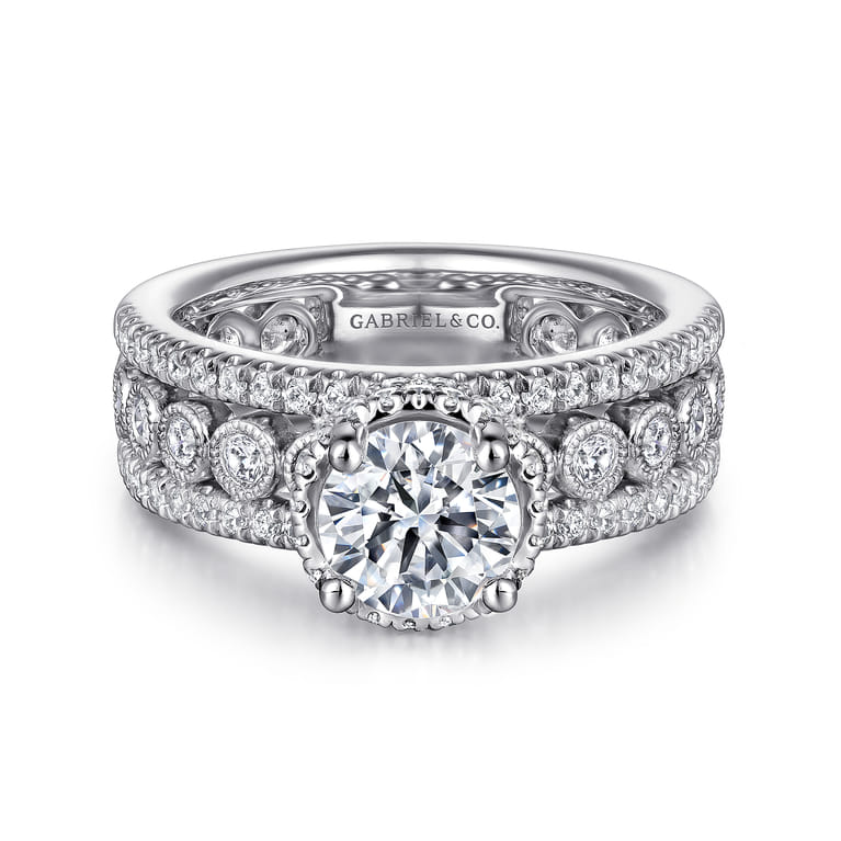 Ethel - 14K White Gold Round Diamond Engagement Ring - 0.73 ct - Shot 1