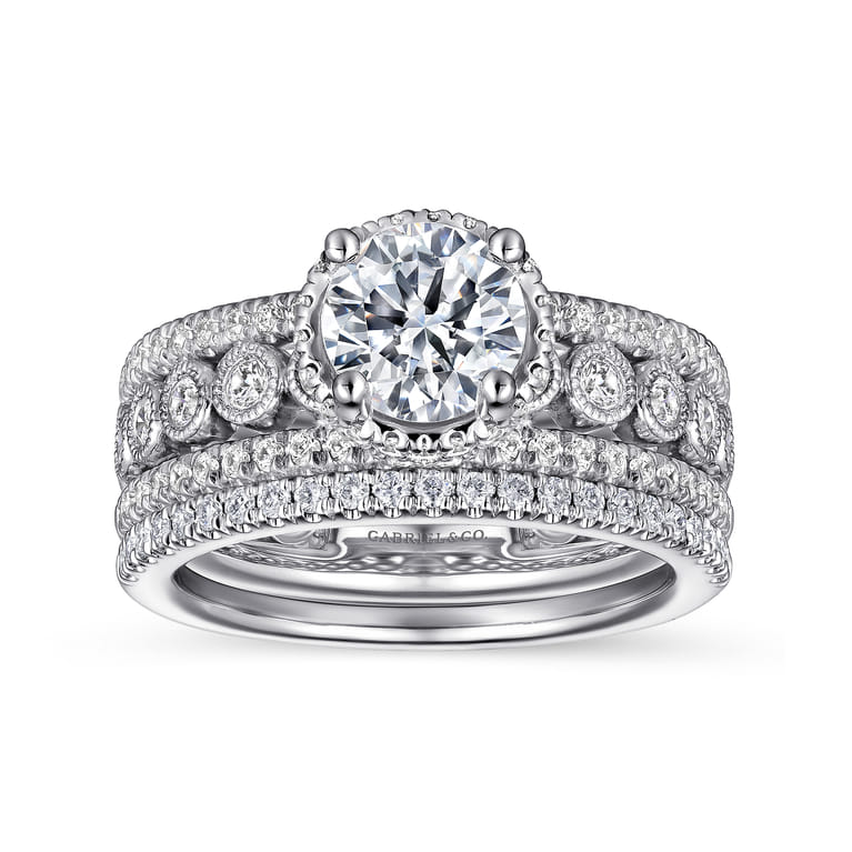 Ethel - 14K White Gold Round Diamond Engagement Ring - 0.73 ct - Shot 4