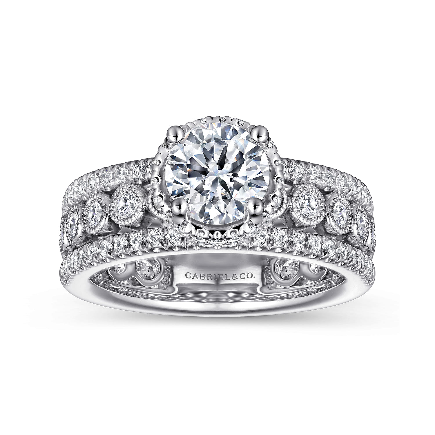 Ethel - 14K White Gold Round Diamond Engagement Ring - 0.73 ct - Shot 5