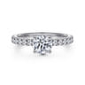 Alina - 14K White Gold Hidden Halo Round Diamond Engagement Ring - 0.51 ct