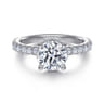 Alina - 14K White Gold Hidden Halo Round Diamond Engagement Ring - 0.58 ct