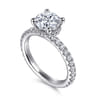 Alina - 14K White Gold Hidden Halo Round Diamond Engagement Ring - 0.58 ct