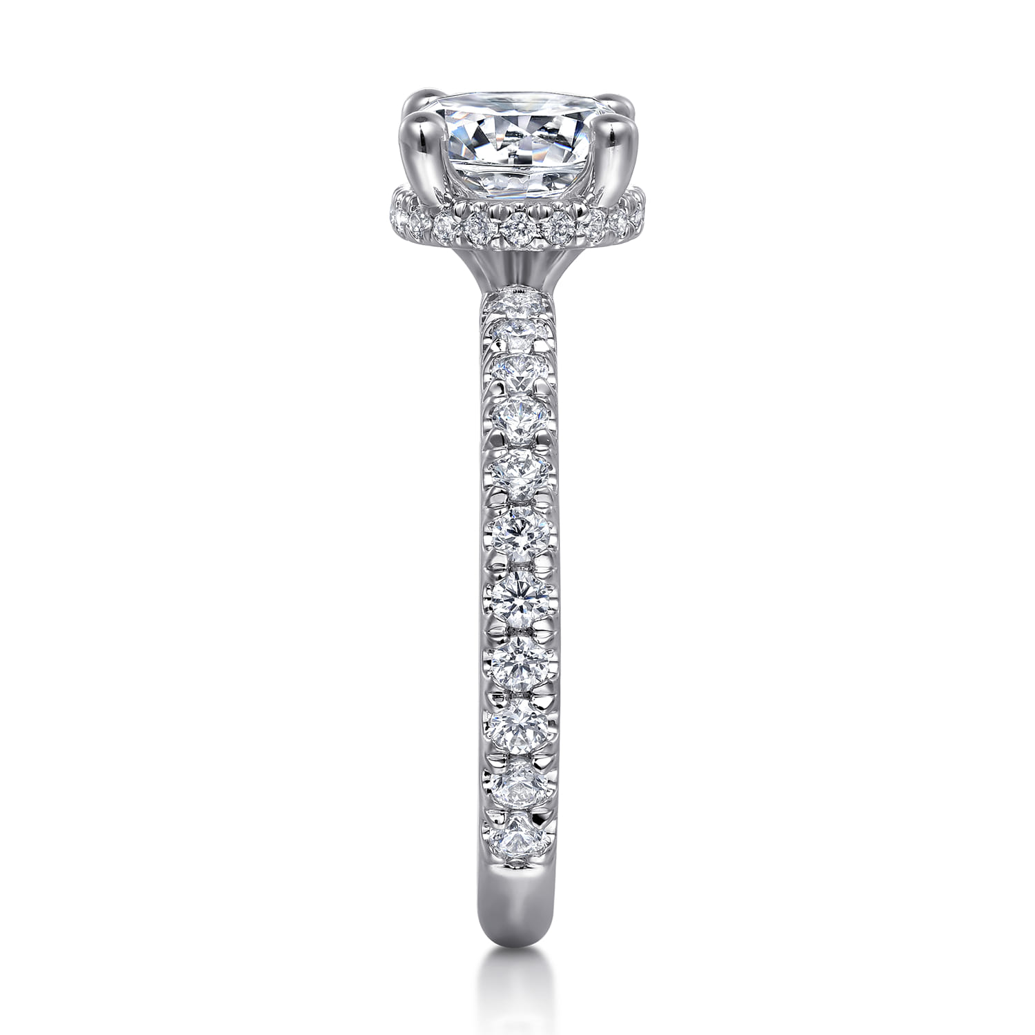 Alina - 14K White Gold Hidden Halo Round Diamond Engagement Ring - 0.58 ct - Shot 4