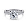 Alina - 14K White Gold Hidden Halo Round Diamond Engagement Ring - 0.68 ct