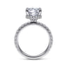 Alina - 14K White Gold Hidden Halo Round Diamond Engagement Ring - 0.68 ct