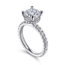 Alina - 14K White Gold Hidden Halo Round Diamond Engagement Ring - 0.68 ct