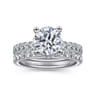 Alina - 14K White Gold Hidden Halo Round Diamond Engagement Ring - 0.68 ct