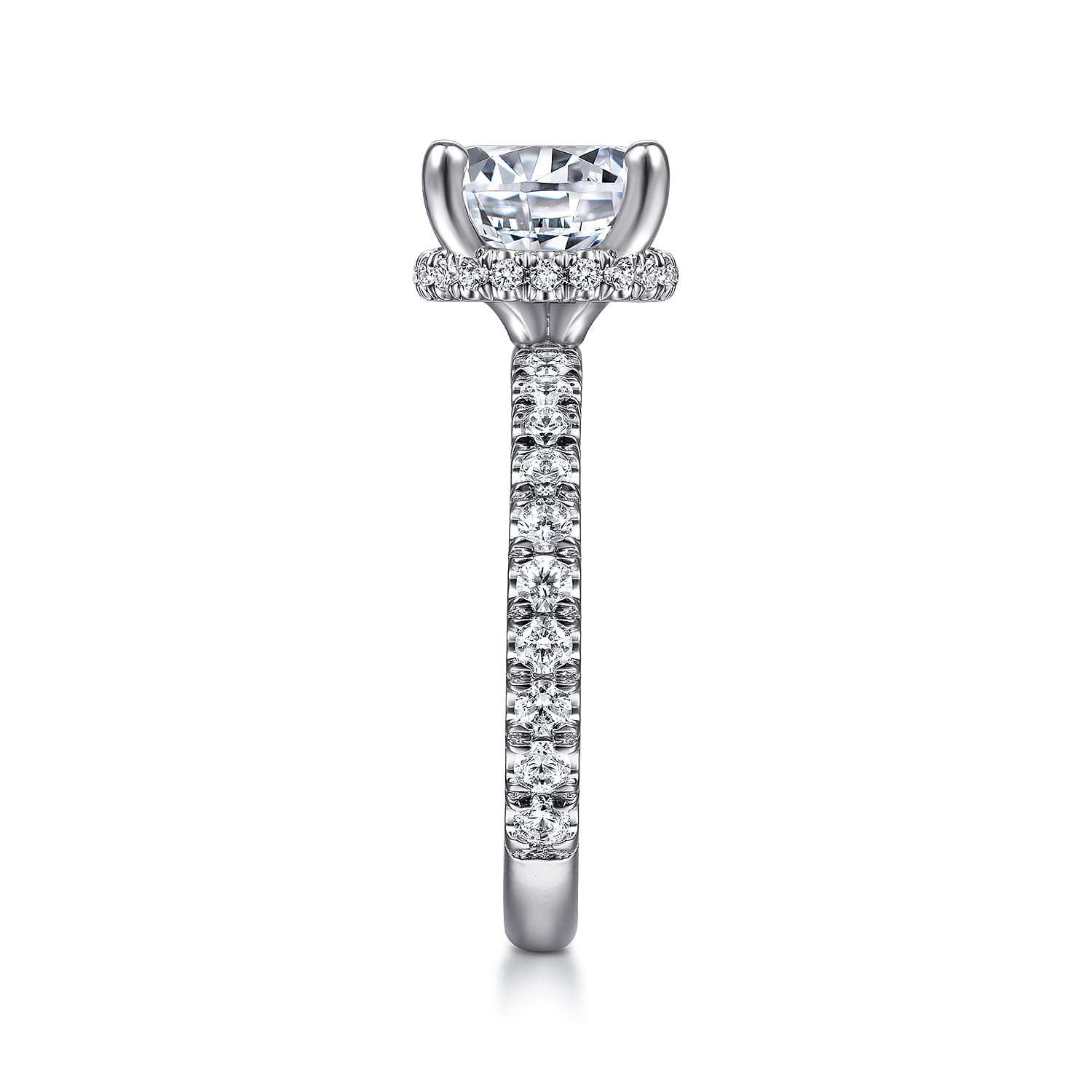 Alina - 14K White Gold Hidden Halo Round Diamond Engagement Ring - 0.68 ct - Shot 5