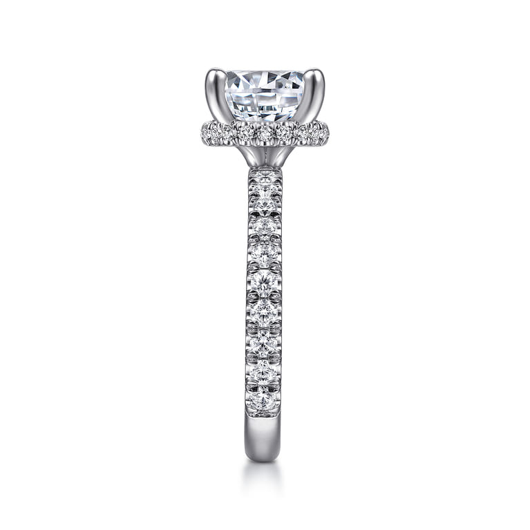 Alina - 14K White Gold Hidden Halo Round Diamond Engagement Ring - 0.68 ct - Shot 5