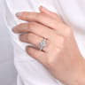 Alina - 14K White Gold Hidden Halo Round Diamond Engagement Ring - 0.68 ct