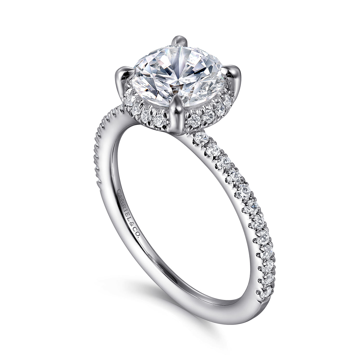 Hart - 14K White Gold Hidden Halo Round Diamond Engagement Ring - 0.3 ct - Shot 3
