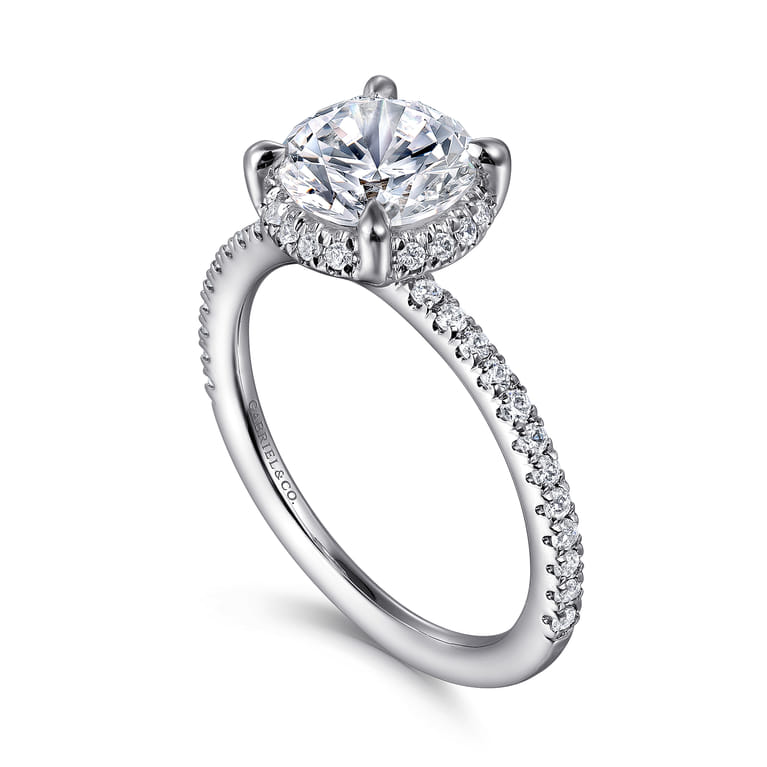 Hart - 14K White Gold Hidden Halo Round Diamond Engagement Ring - 0.3 ct - Shot 3