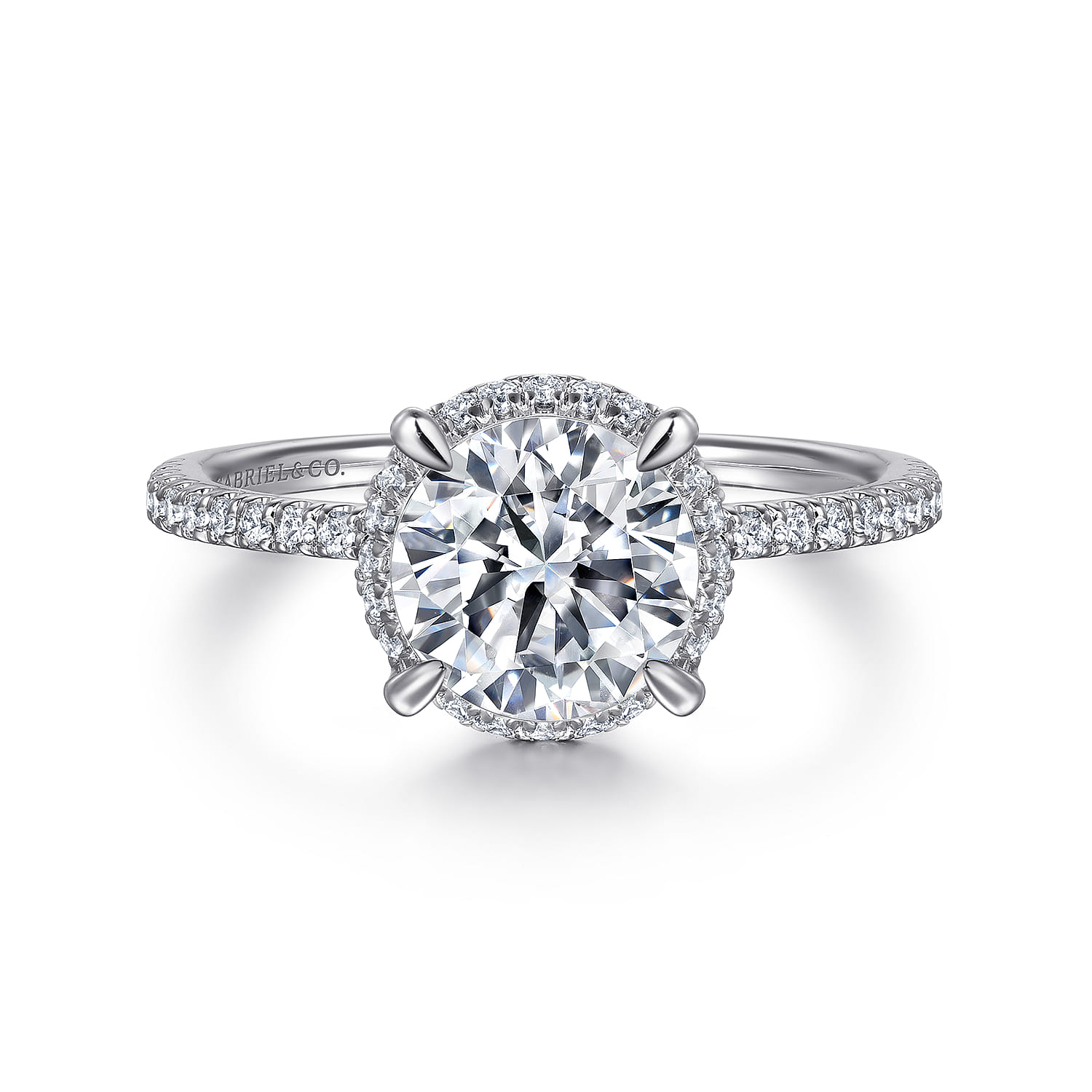 Hart - 14K White Gold Hidden Halo Round Diamond Engagement Ring - 0.3 ct - Shot 1