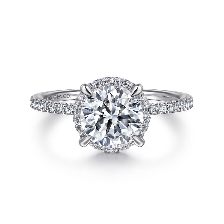 Hart - 14K White Gold Hidden Halo Round Diamond Engagement Ring - 0.3 ct - Shot 1