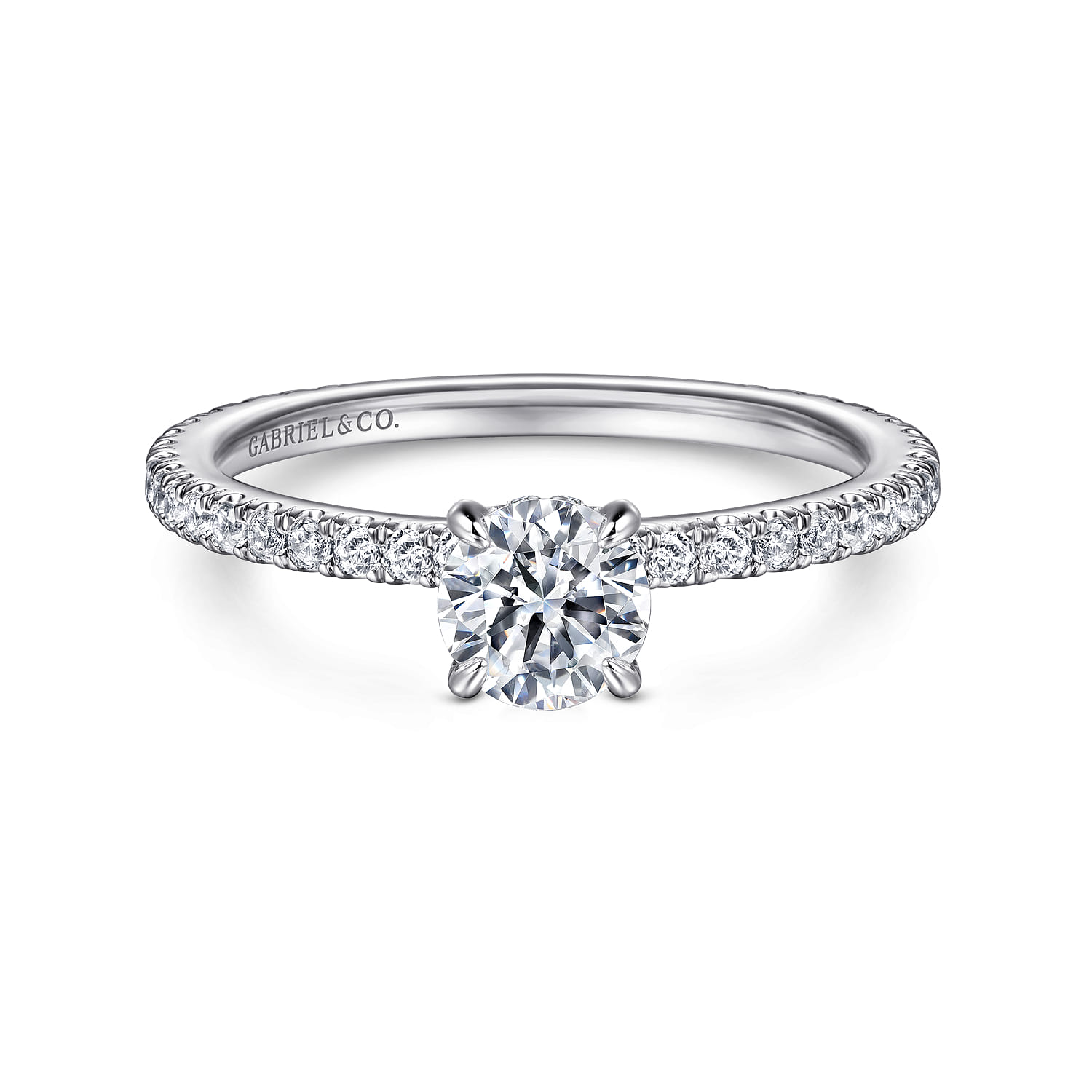 Noa - 14K White Gold Round Diamond Engagement Ring - 0.39 ct - Shot 1