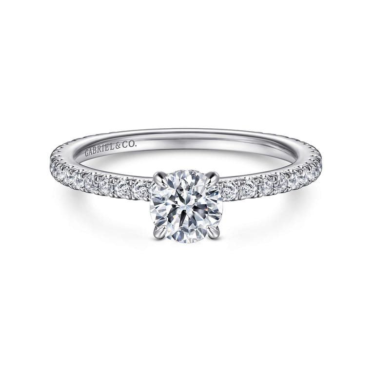 Noa - 14K White Gold Round Diamond Engagement Ring - 0.39 ct - Shot 1