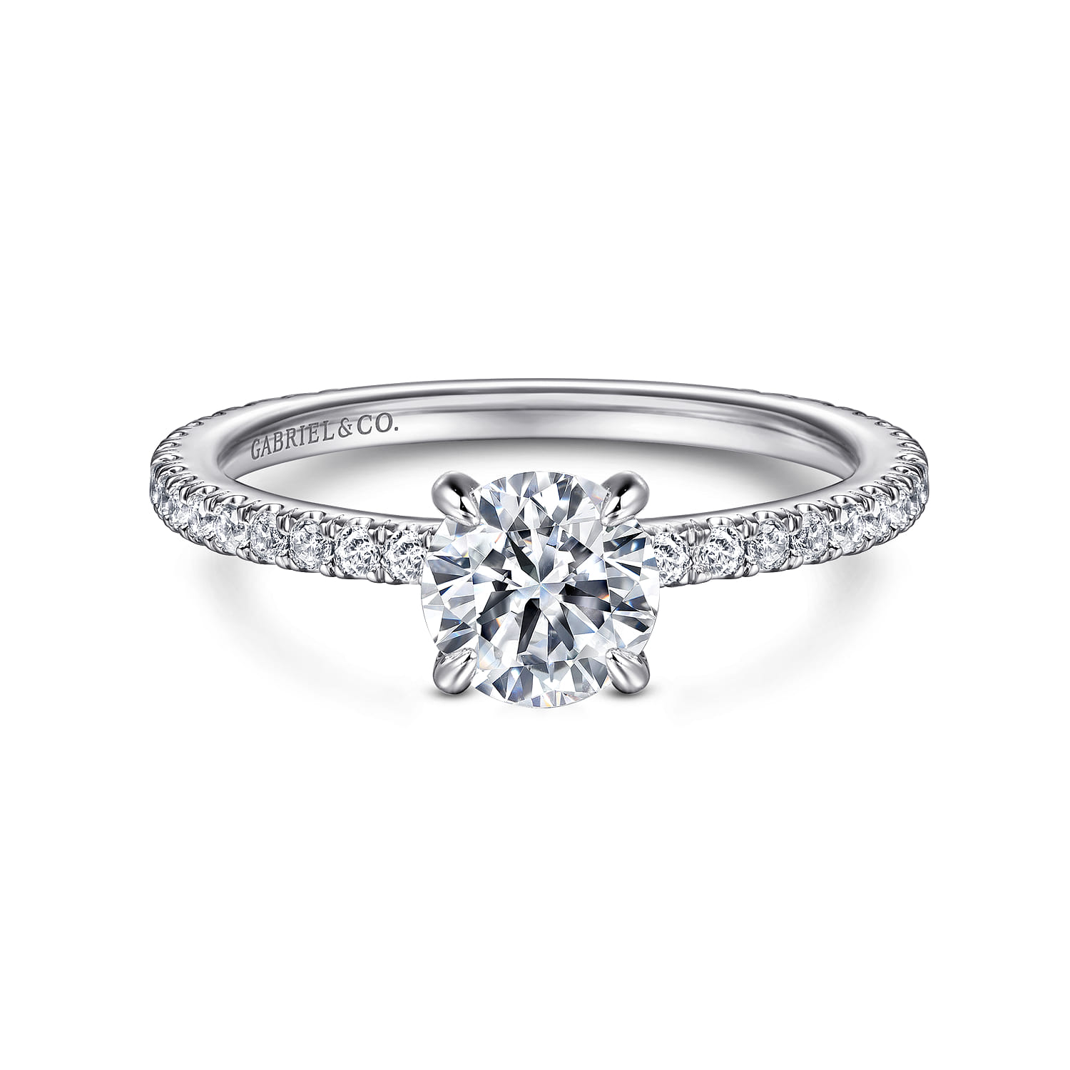 Noa - 14K White Gold Round Diamond Engagement Ring - 0.39 ct - Shot 1