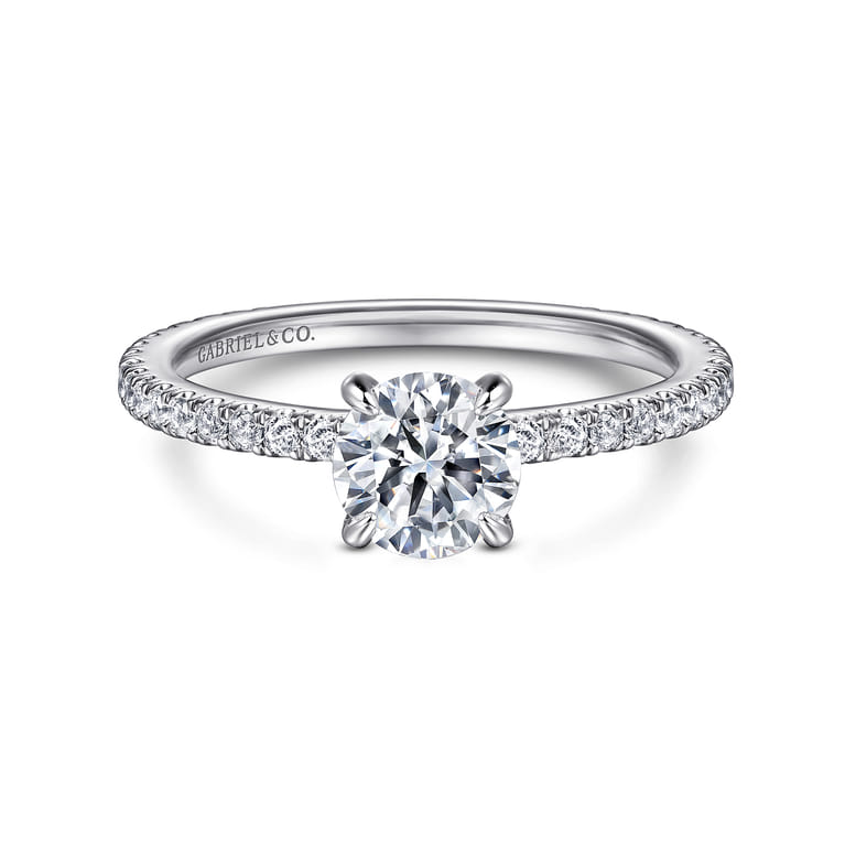 Noa - 14K White Gold Round Diamond Engagement Ring - 0.39 ct - Shot 1