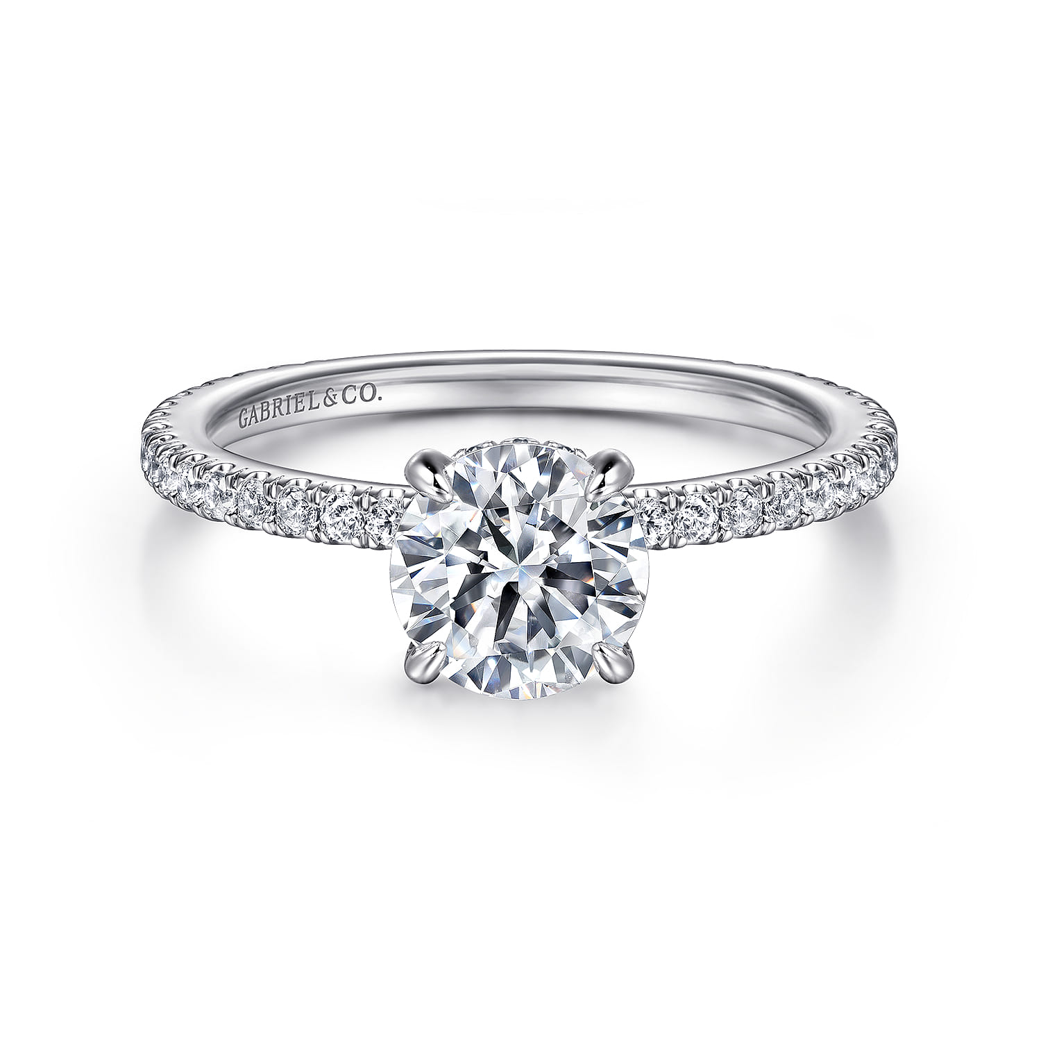 Noa - 14K White Gold Round Diamond Engagement Ring - 0.42 ct - Shot 1