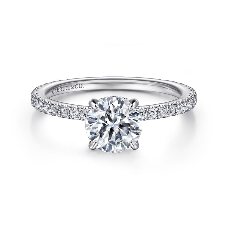 Noa - 14K White Gold Round Diamond Engagement Ring - 0.42 ct - Shot 1