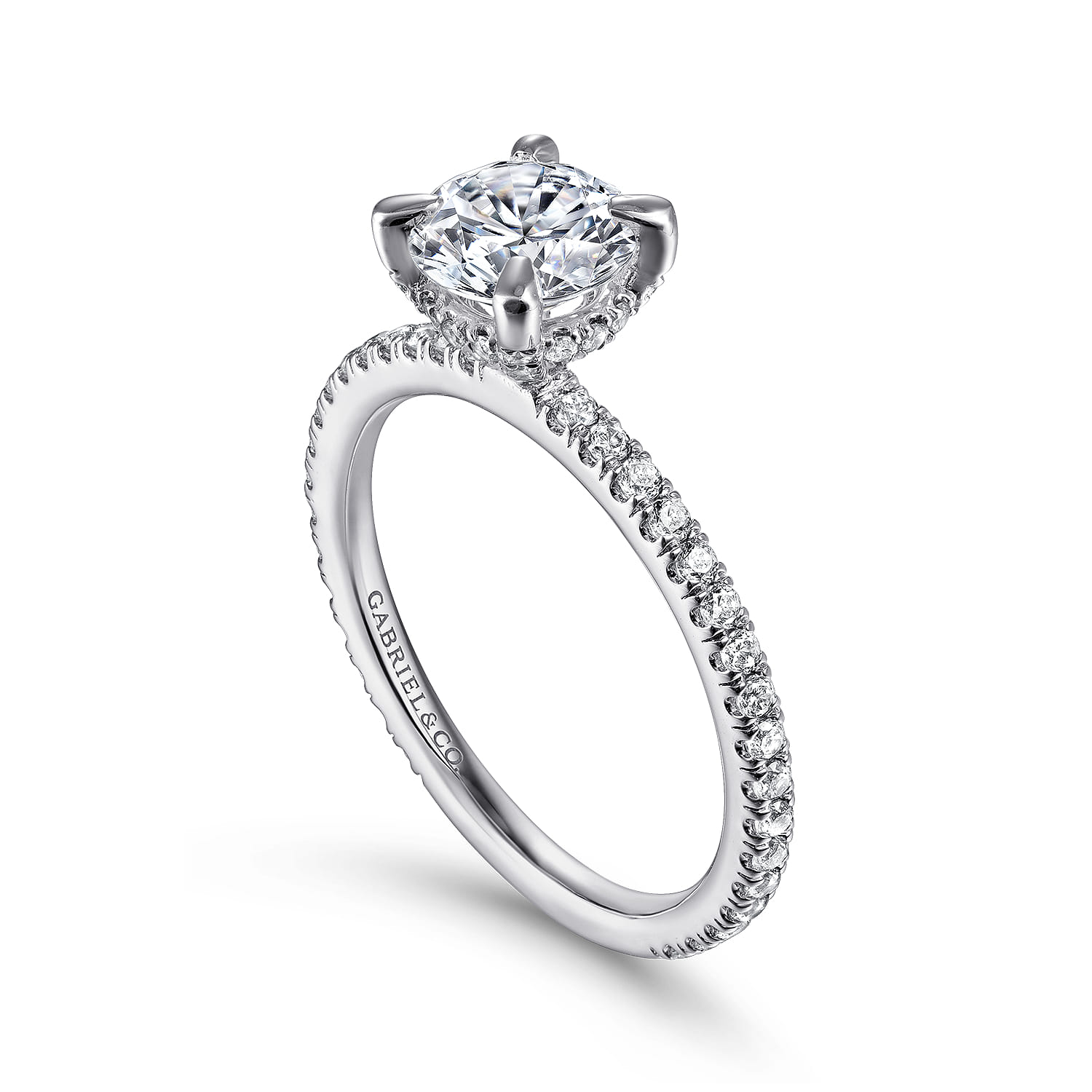 Noa - 14K White Gold Round Diamond Engagement Ring - 0.42 ct - Shot 3