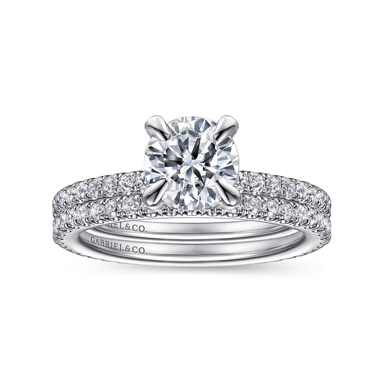 Noa - 14K White Gold Round Diamond Engagement Ring - 0.42 ct - Shot 4