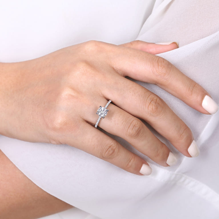 Noa - 14K White Gold Round Diamond Engagement Ring - 0.42 ct - Shot 6