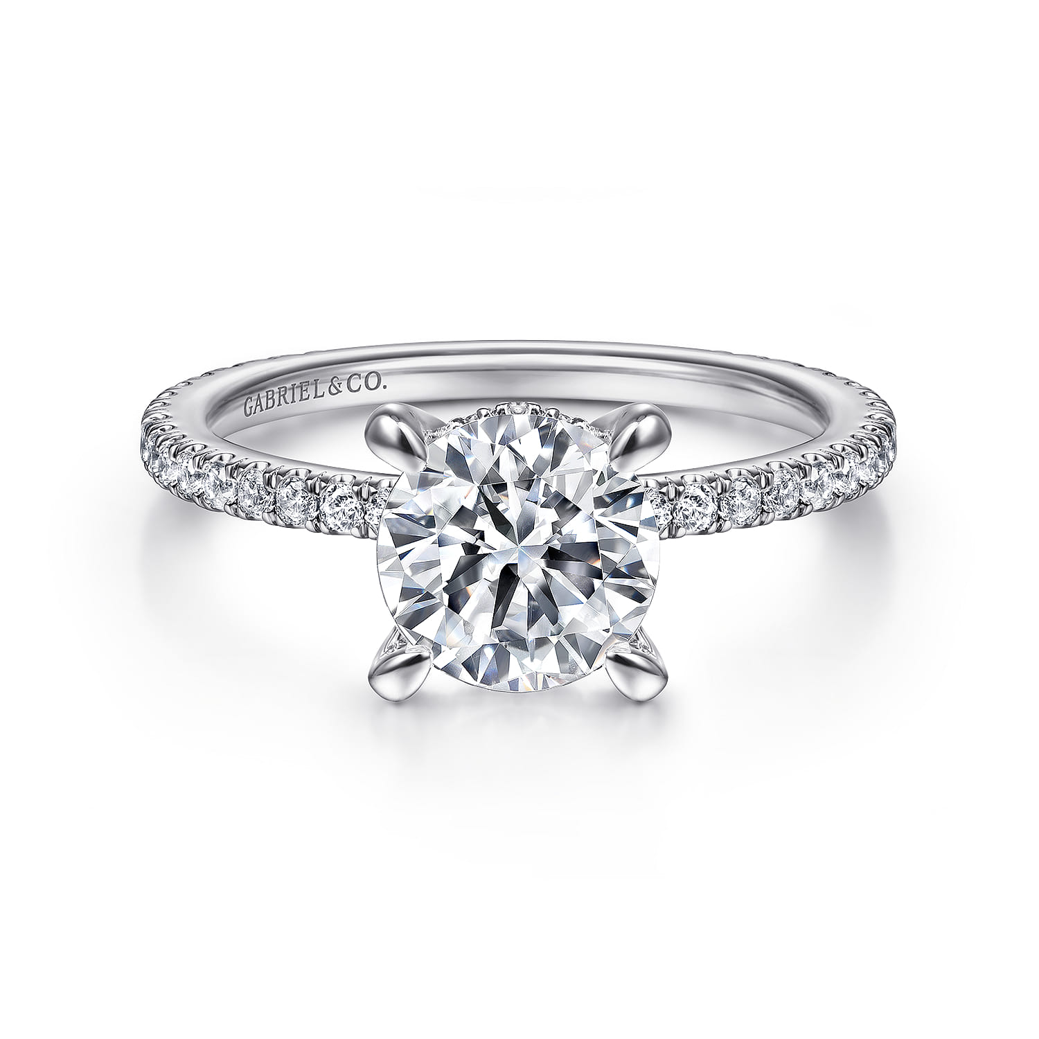 Noa - 14K White Gold Round Diamond Engagement Ring - 0.42 ct - Shot 1