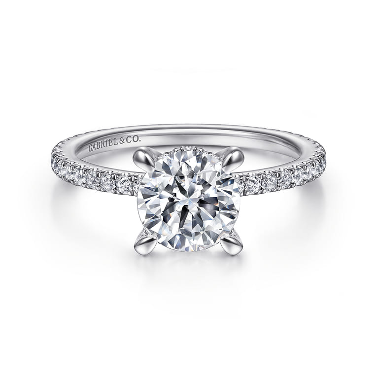 Noa - 14K White Gold Round Diamond Engagement Ring - 0.42 ct - Shot 1