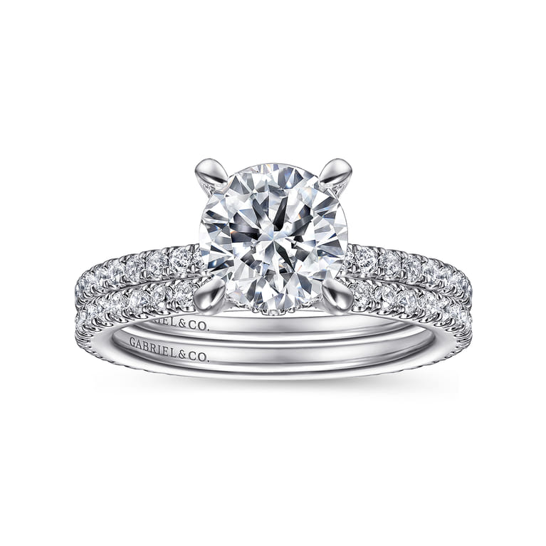 Noa - 14K White Gold Round Diamond Engagement Ring - 0.42 ct - Shot 4