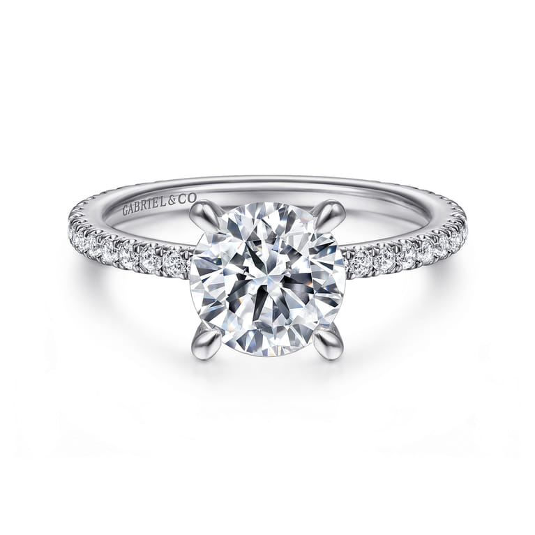 Noa - 14K White Gold Round Diamond Engagement Ring - 0.42 ct - Shot 1